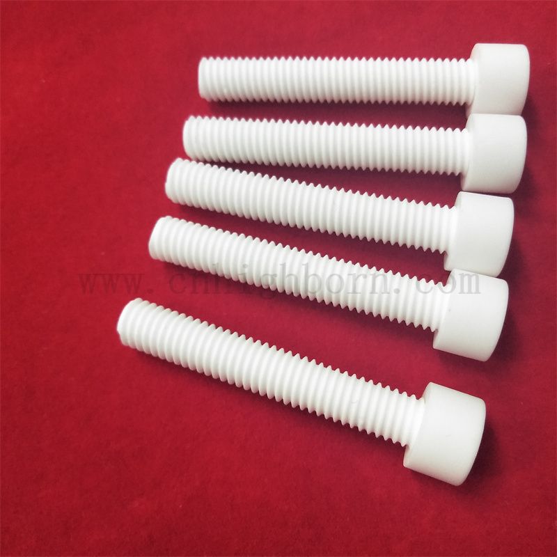 Customisierte Alumina -Keramik -Isolationschraube Schraubenschraubenmutter M10 Al2o3 Stange