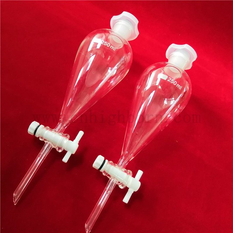 Birnenförmige klare Borosilikat -Glaslabor -Schalttrichter mit Stopper