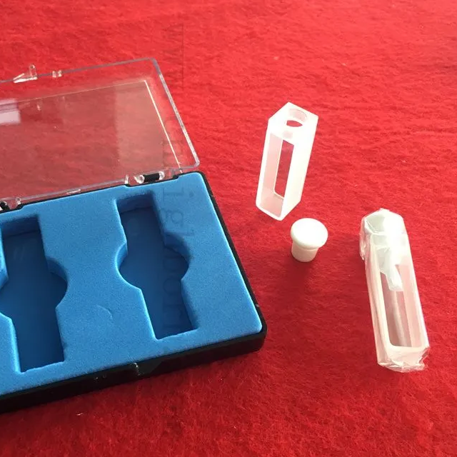 Q114 Standardzelle 2 Seiten transparent quadratische Öffnung Labor UV 10mm Pfadlänge Quarz optische Glasklugette