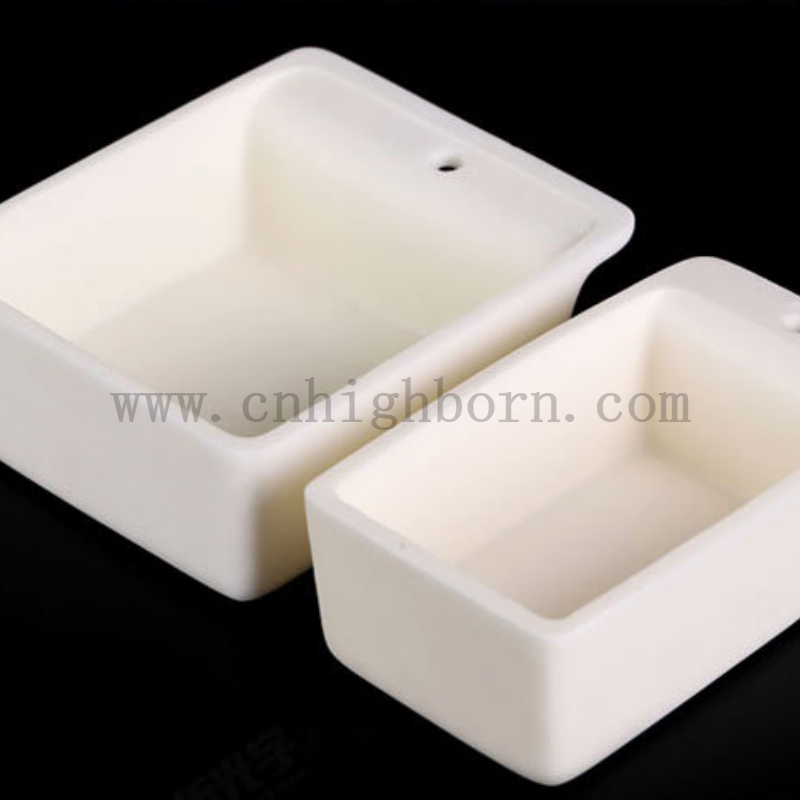 Rechteckig Korundal Al2o3 Keramikboot mit Loch Aluminiumoxid Tiegel Pot für Laborwissenschaftliche Forschung
