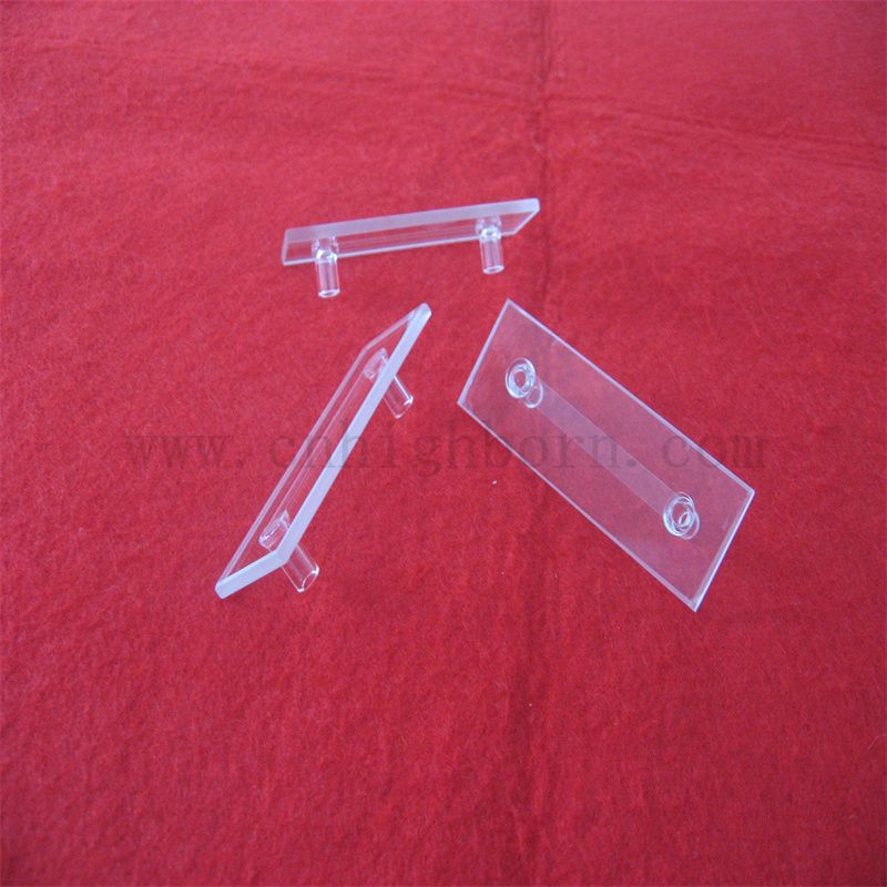 Customized Form Wärmesistentes Strömungszellenquarzkuvette mit kurzem Rohranschluss