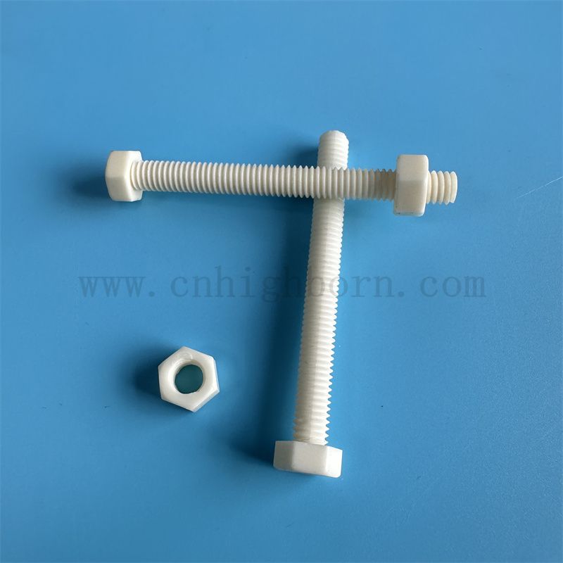 Customized 95% Alumina Al2O3 Keramik Sechseckalaler Teileschraube und Nusskit