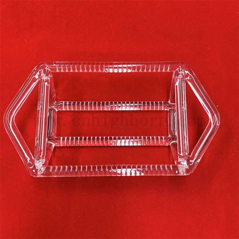  Laborforschung Clear Quartz Instrument Transparent Rack Quadratzylinder Halbleiter Einsatz geschlitzte Quarzglasboot Waferträger