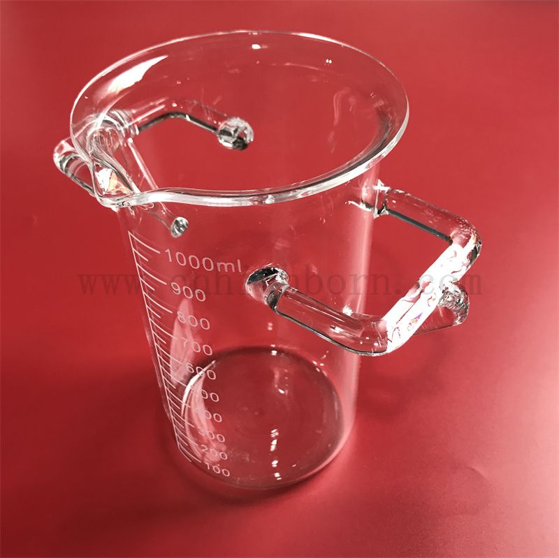 Wärmewiderstand Customized Fusions Quartz Glass Test Becher mit Griffen