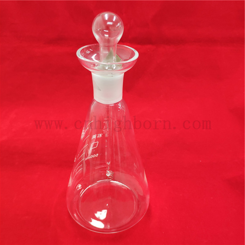 Clear Laboratory Flat Bod Fusion Quarzglas Oxyen Flask Verbrennung