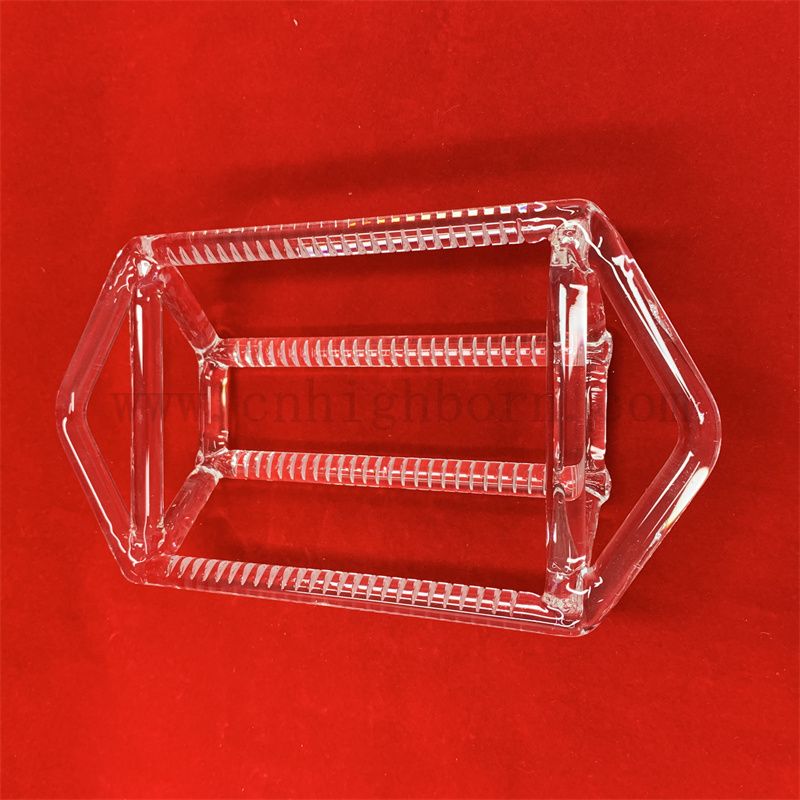  Laborforschung Clear Quartz Instrument Transparent Rack Quadratzylinder Halbleiter Einsatz geschlitzte Quarzglasboot Waferträger