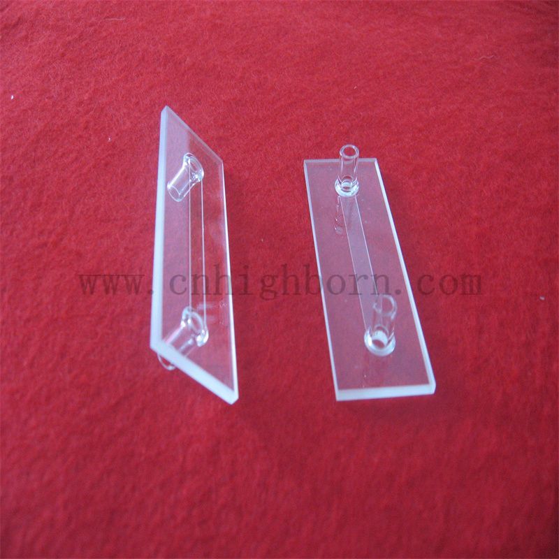 Customized Form Wärmesistentes Strömungszellenquarzkuvette mit kurzem Rohranschluss