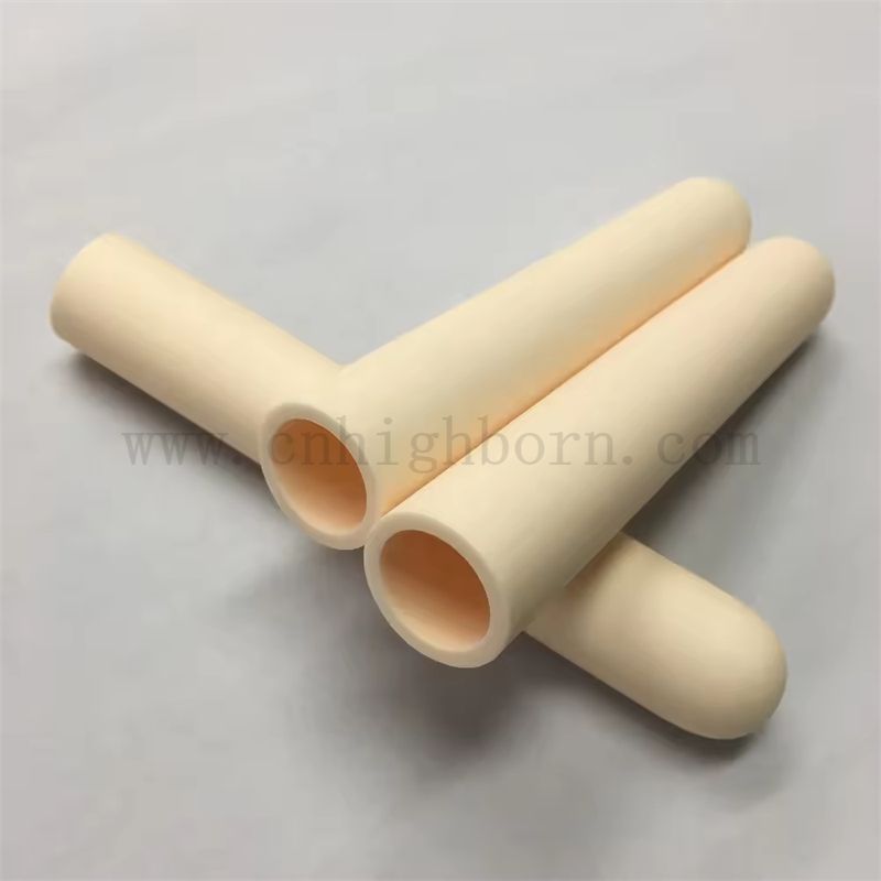 Benutzerdefinierte Hochtemperaturwiderstand Al2O3 Aluminiumiums -Keramikrohr Aluminiumoxid Keramik Ein Ende geschlossene Rohr