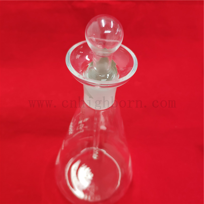Clear Laboratory Flat Bod Fusion Quarzglas Oxyen Flask Verbrennung