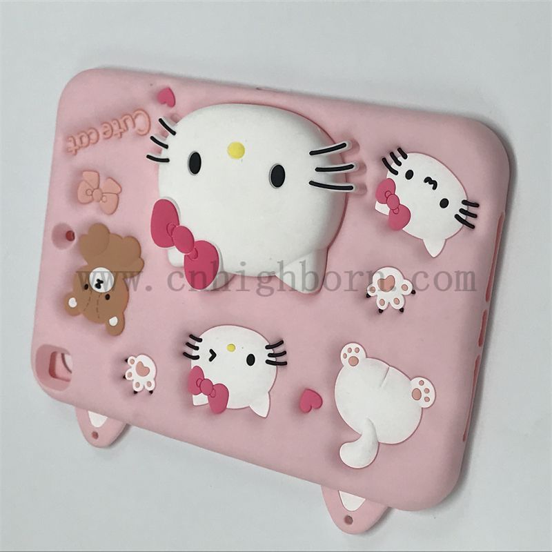 Rosa Farbe 3D Silicon Gummi -iPad Shell Cartoon Tablet Schutzabdeckung für Pad 