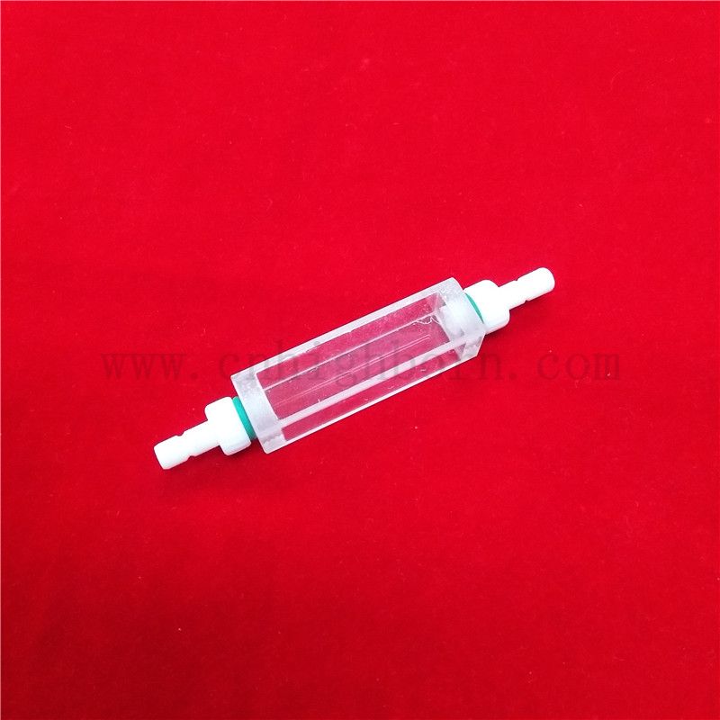 Laborforschung klarer Quarzglaskluvette Präzisionsflusszelle für die Umgebung mit Verbindungsrohr