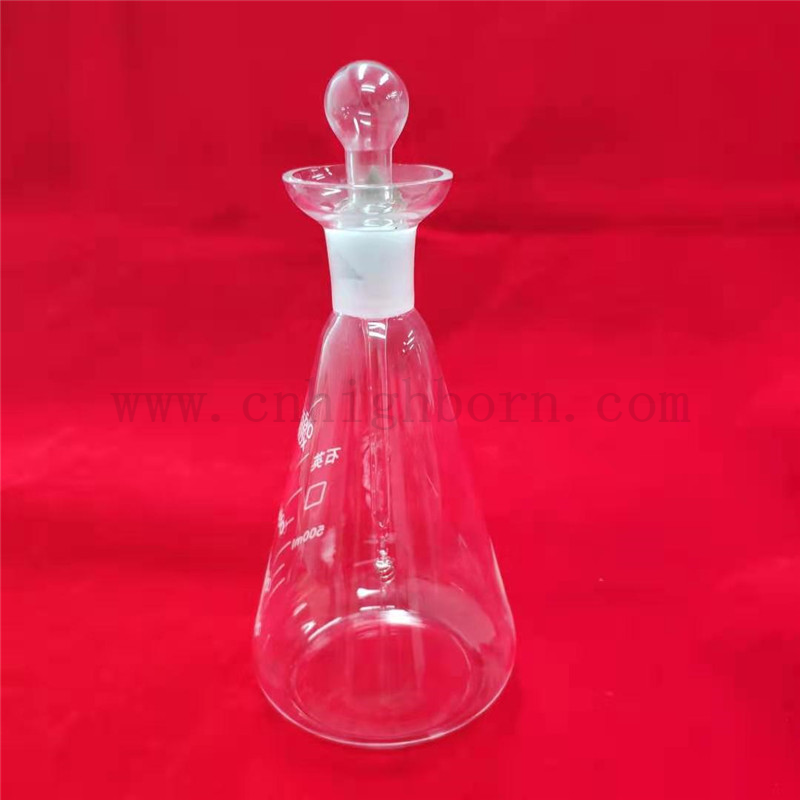 Clear Laboratory Flat Bod Fusion Quarzglas Oxyen Flask Verbrennung