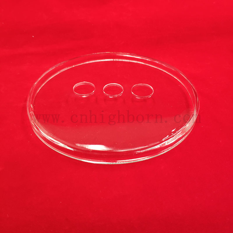Laserbohrung transparent drei Löcher Quarzglas runde Scheibe