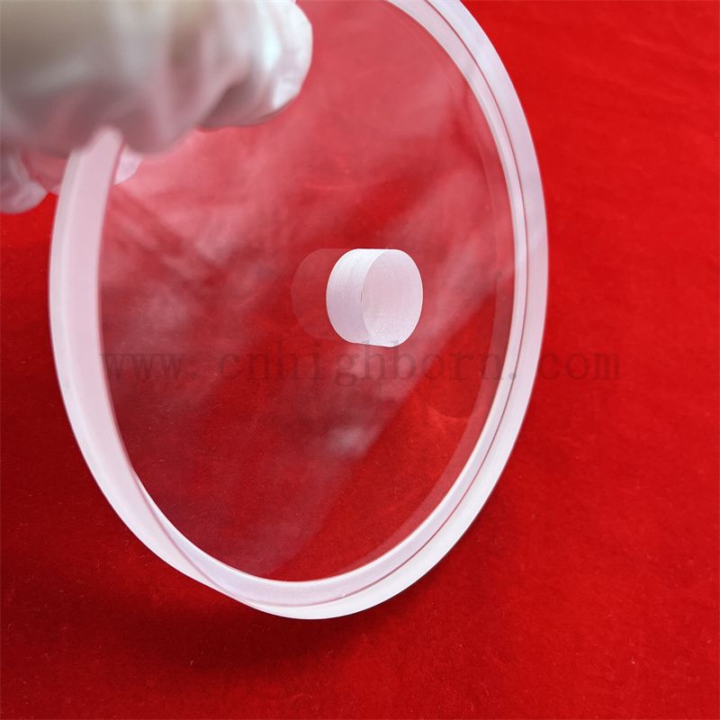 Hochtemperatur tief verarbeitete runde klare dicke Quarzglasplatte mit Loch