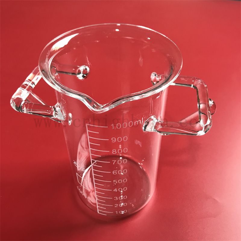 Wärmewiderstand Customized Fusions Quartz Glass Test Becher mit Griffen