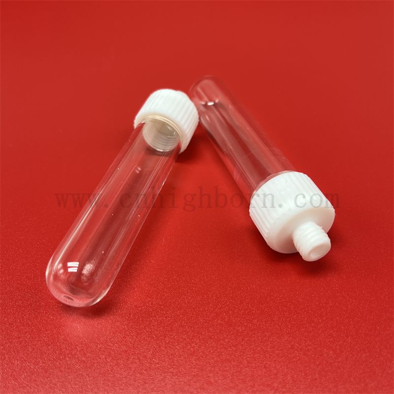 Customisierte transparente Quarzglas -Testrohr mit geschraubtem Deckel