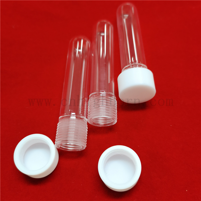 Customized Clear Screcgewinde Fusion Silica Quartz Glass Testrohr