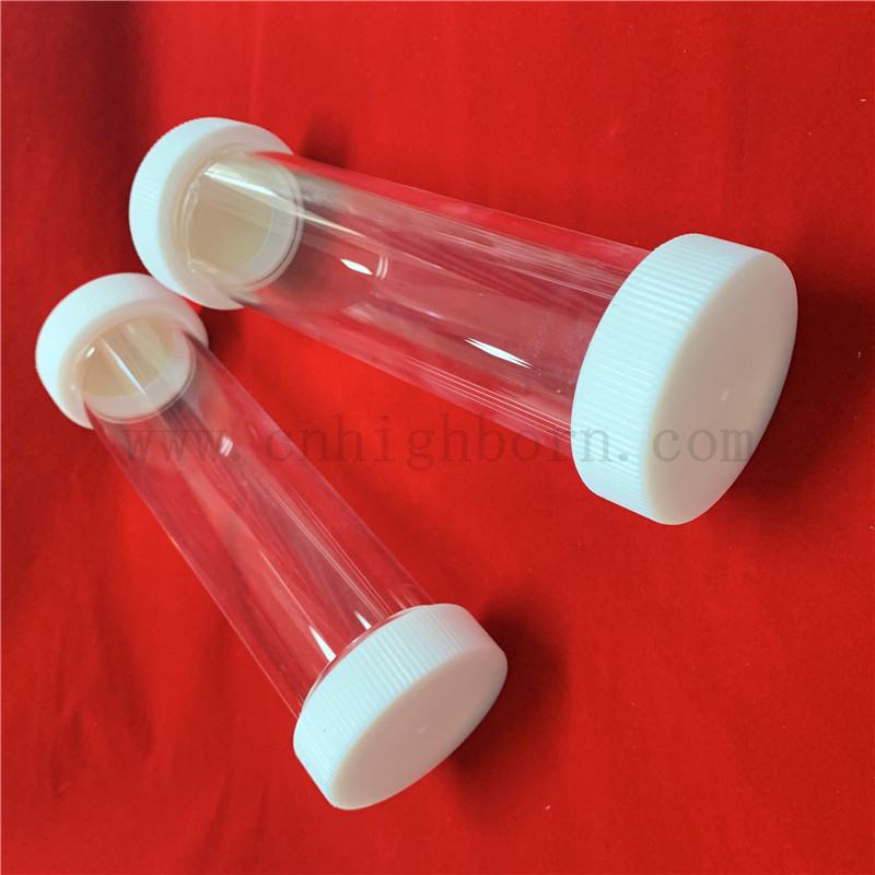 Transparentes Fusionskiesel -Quarzglas -Testrohr mit verschraubten Enden