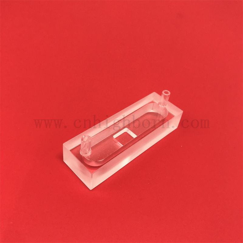 Benutzerdefinierte Umgebung Präzisionsmikroquarzkuvette optischer Glasfluss durch Zelle