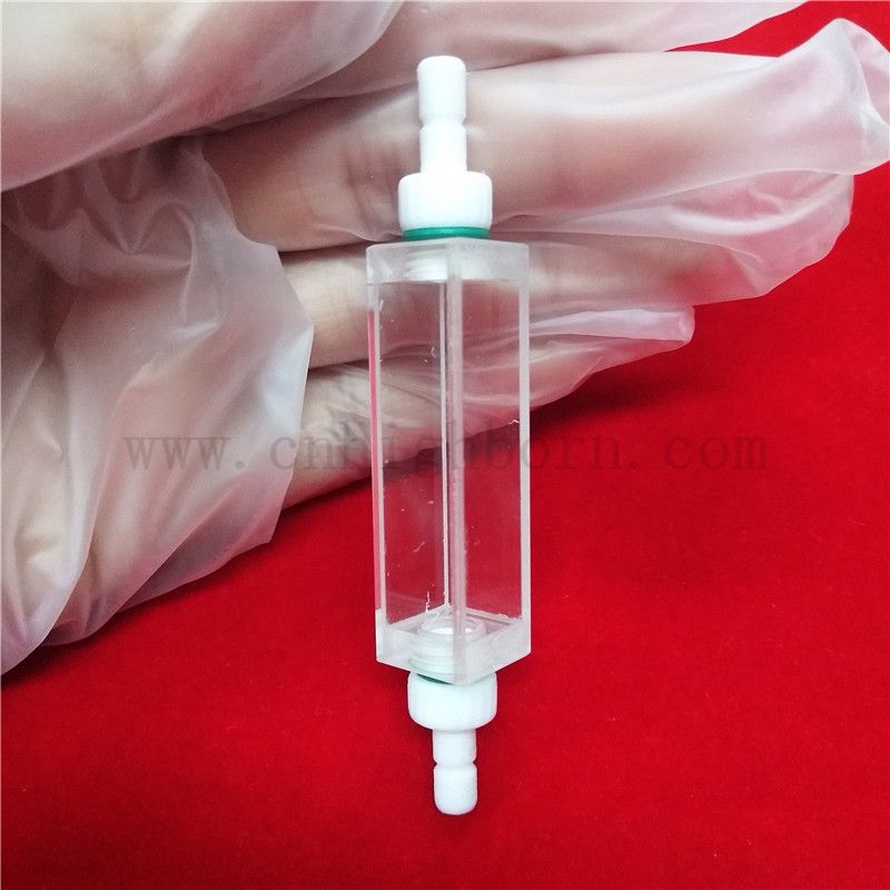 Laborforschung klarer Quarzglaskluvette Präzisionsflusszelle für die Umgebung mit Verbindungsrohr