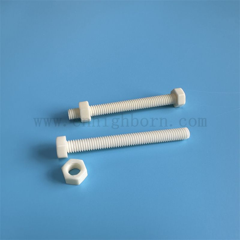 Customized 95% Alumina Al2O3 Keramik Sechseckalaler Teileschraube und Nusskit