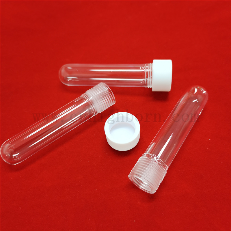 Customized Clear Screcgewinde Fusion Silica Quartz Glass Testrohr