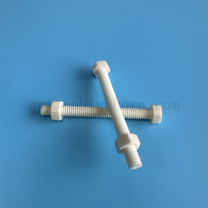Customized 95% Alumina Al2O3 Keramik Sechseckalaler Teileschraube und Nusskit