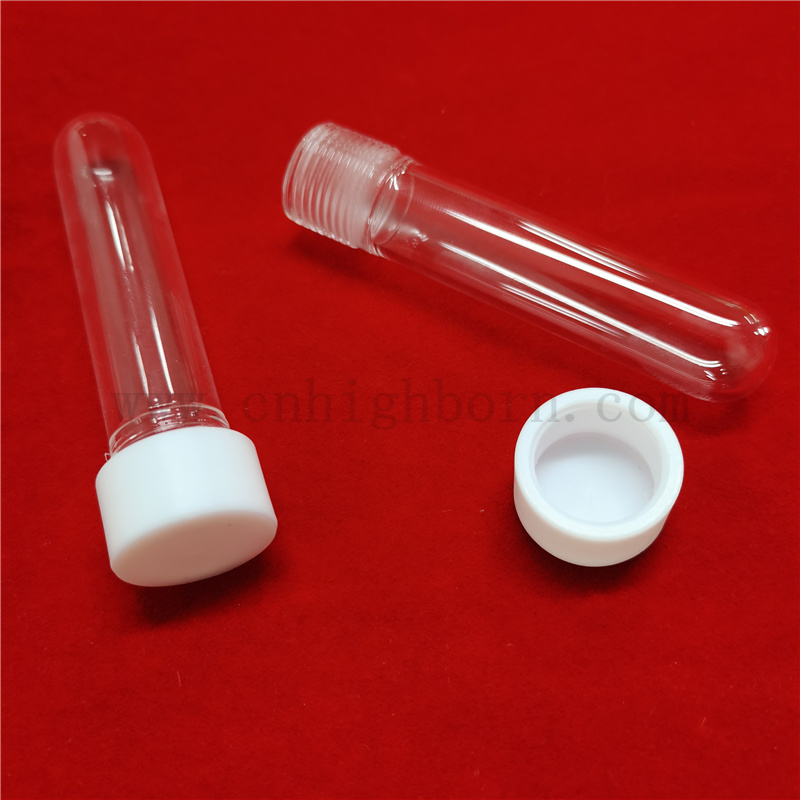 Customized Clear Screcgewinde Fusion Silica Quartz Glass Testrohr