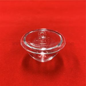 Maßgeschneiderter Tiegel aus klarem Quarzglas mit Deckel