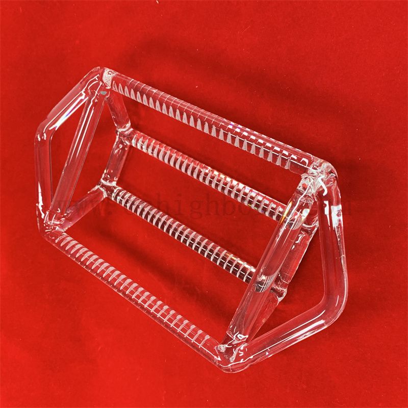  Laborforschung Clear Quartz Instrument Transparent Rack Quadratzylinder Halbleiter Einsatz geschlitzte Quarzglasboot Waferträger