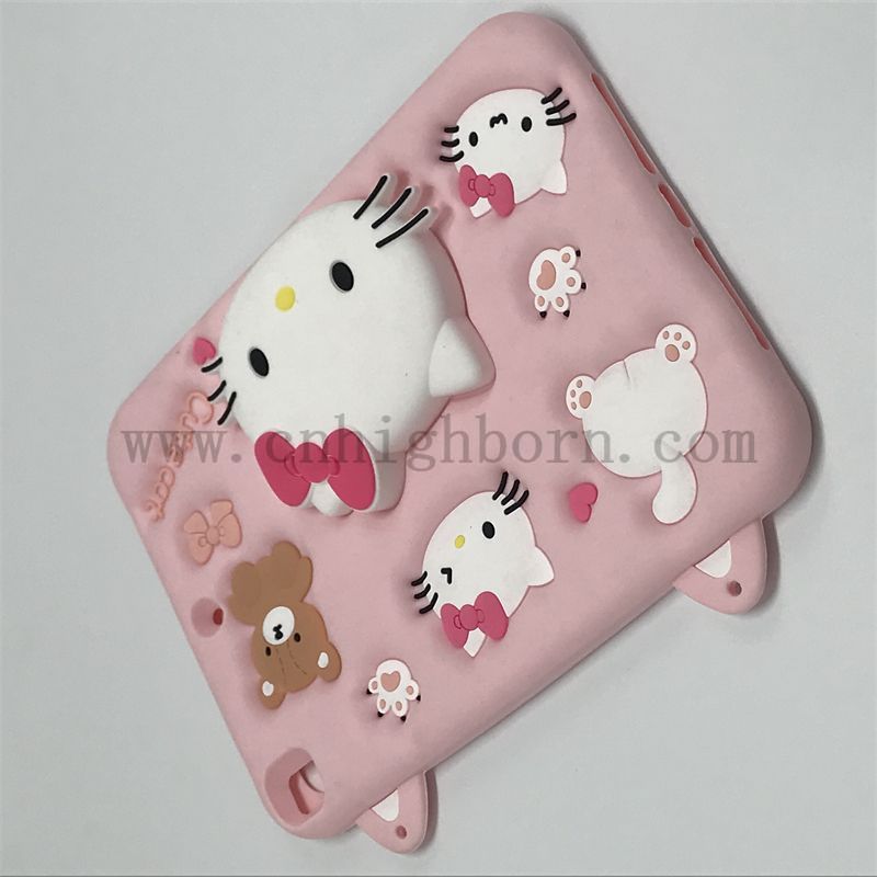 Rosa Farbe 3D Silicon Gummi -iPad Shell Cartoon Tablet Schutzabdeckung für Pad 