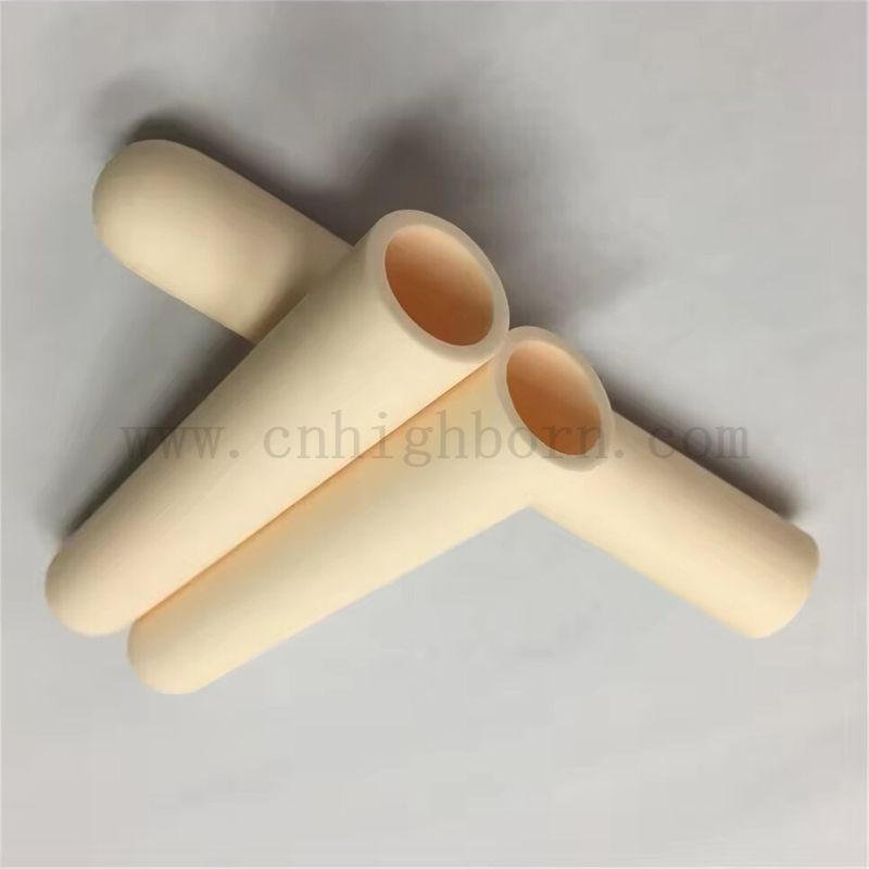 Benutzerdefinierte Hochtemperaturwiderstand Al2O3 Aluminiumiums -Keramikrohr Aluminiumoxid Keramik Ein Ende geschlossene Rohr