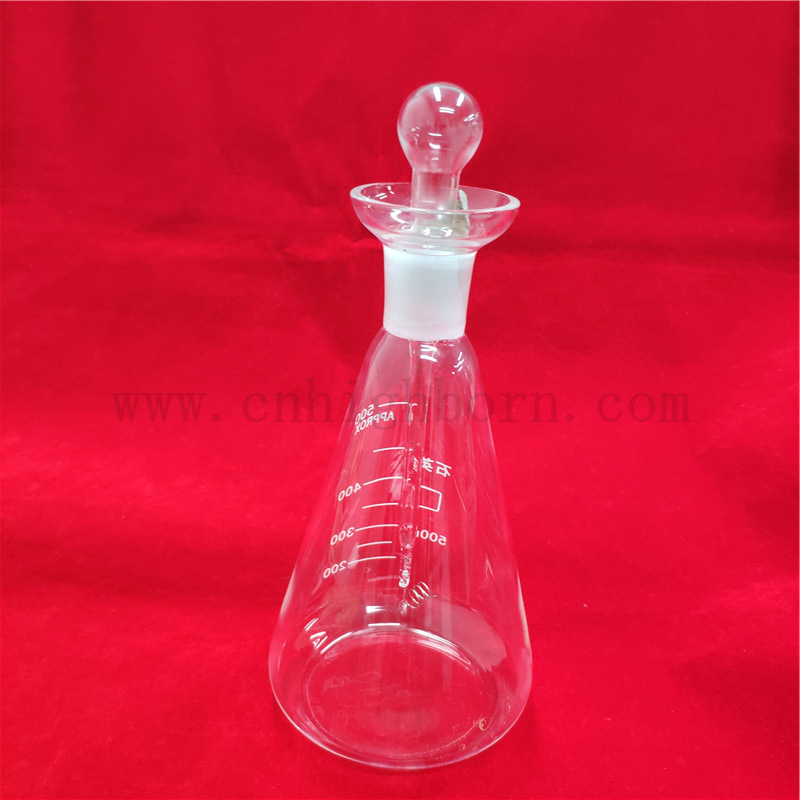 Clear Laboratory Flat Bod Fusion Quarzglas Oxyen Flask Verbrennung