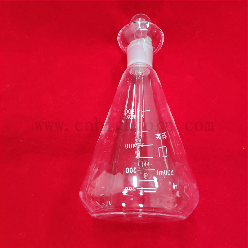 Clear Laboratory Flat Bod Fusion Quarzglas Oxyen Flask Verbrennung