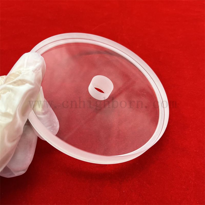 Hochtemperatur tief verarbeitete runde klare dicke Quarzglasplatte mit Loch