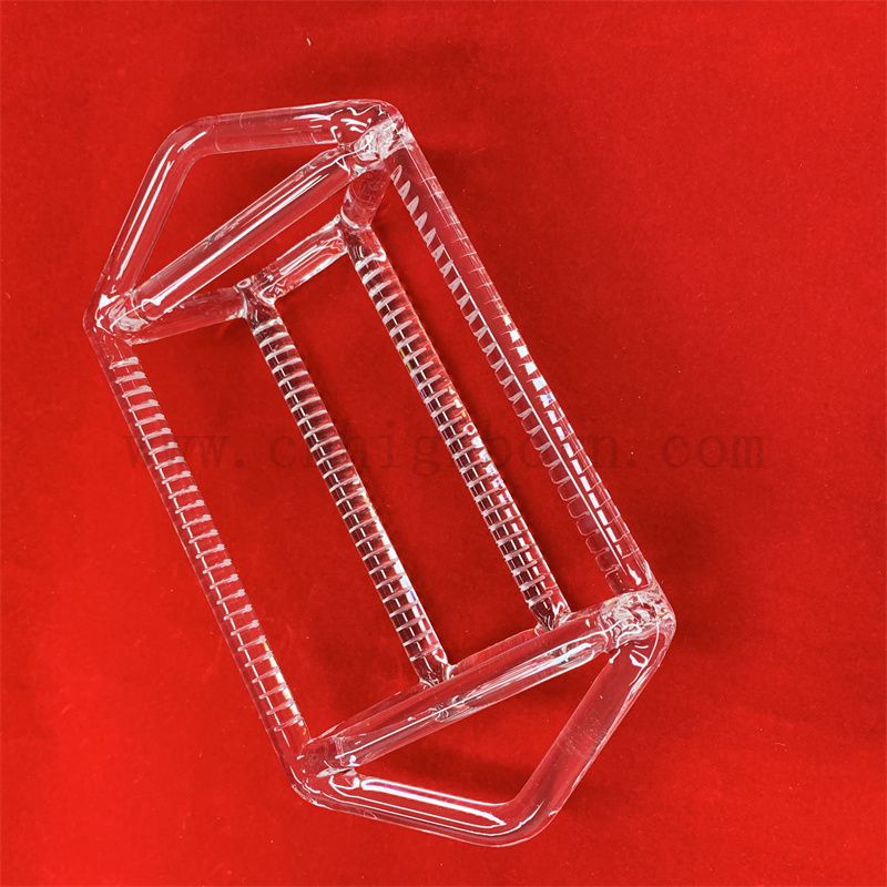  Laborforschung Clear Quartz Instrument Transparent Rack Quadratzylinder Halbleiter Einsatz geschlitzte Quarzglasboot Waferträger