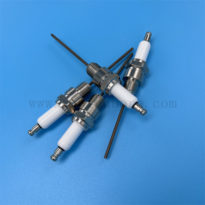 Glazed 95 Alumina Zündkerze Customized AL2O3 Elektrodenzündung