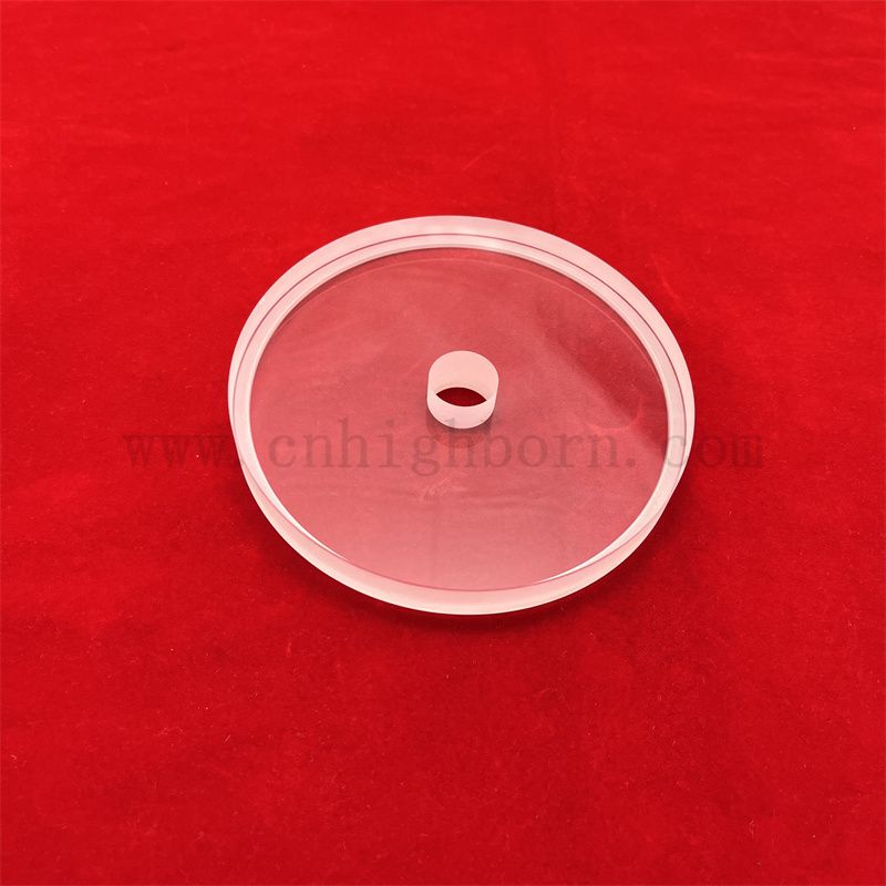 Hochtemperatur tief verarbeitete runde klare dicke Quarzglasplatte mit Loch