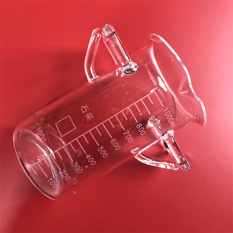 Wärmewiderstand Customized Fusions Quartz Glass Test Becher mit Griffen